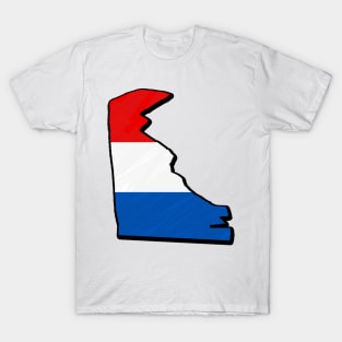 Red, White, and Blue Delaware Outline T-Shirt